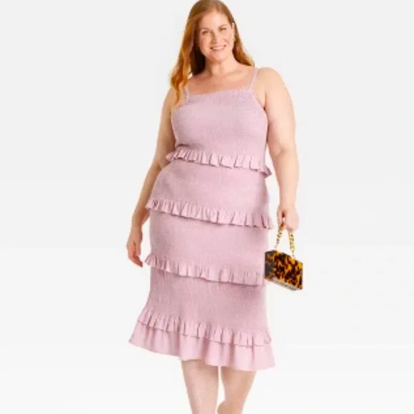 Ava & Viv Women's Smocked Ruffle Midi Tank Sundress - Picture 3 of 5